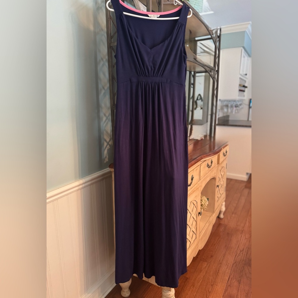 Women’s Boden Jersey Sleeveless Maxi Dress Navy Blue Size 10 Regular Length